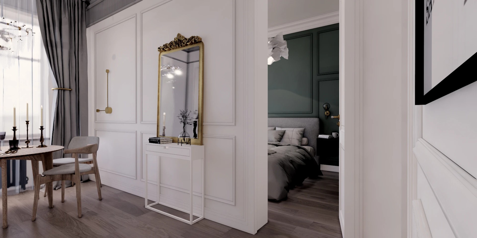 Трехкомнатная квартира в самом сердце Петербурга (Визуализация)