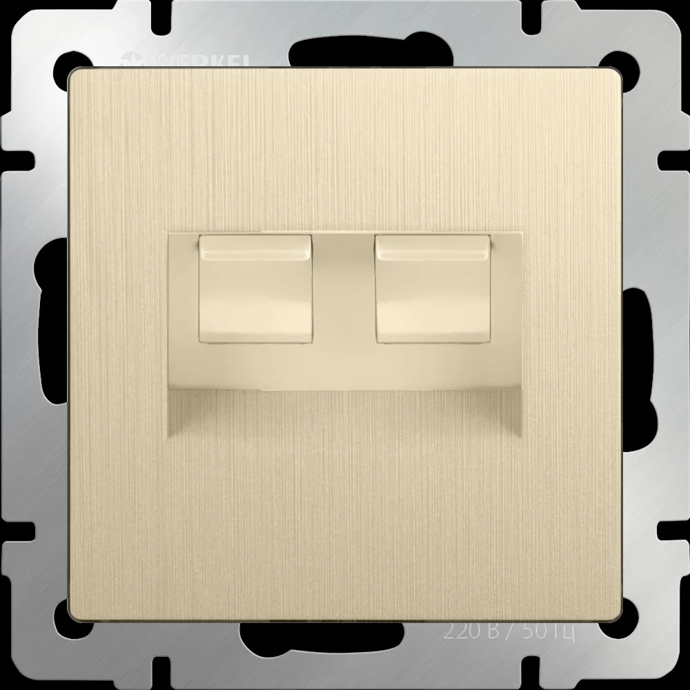 Розетка Werkel Шампань рифленый WL10-RJ11-45 / Розетка телефонная RJ-11 и Еthernet RJ-45 (шампань рифленый)