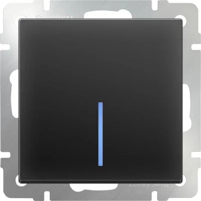 Выключатель Werkel Черный матовый WL08-SW-1G-LED/Выключатель одноклавишный с подсветкой (черный матовый)
