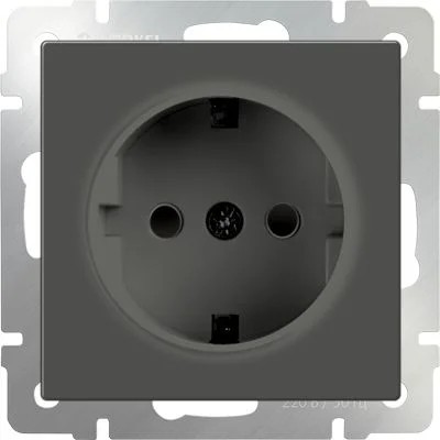 Розетка Werkel Серо-коричневый WL07-SKGS-01-IP44/ Розетка с заземлением и шторками (серо-коричневый)