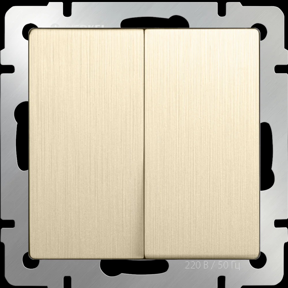 Выключатель Werkel Шампань рифленый WL10-SW-2G / Выключатель двухклавишный (шампань рифленый)