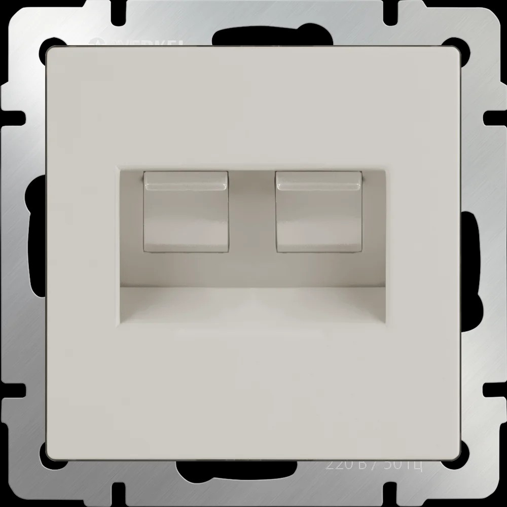 Розетка Werkel Слоновая кость WL03-RJ45+RJ45-ivory/ Розетка двойная Ethernet RJ-45 (слоновая кость)