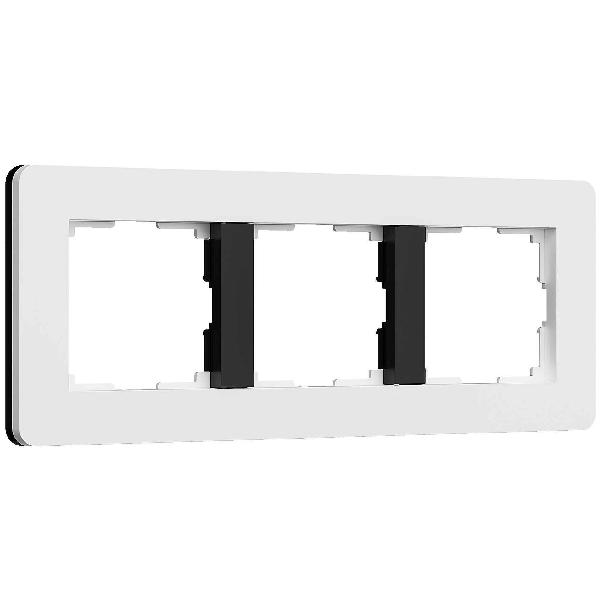 Рамка Werkel Split белый/черный, soft-touch W0033068/ Рамка на 3 поста Split (белый/черный, soft-touch)