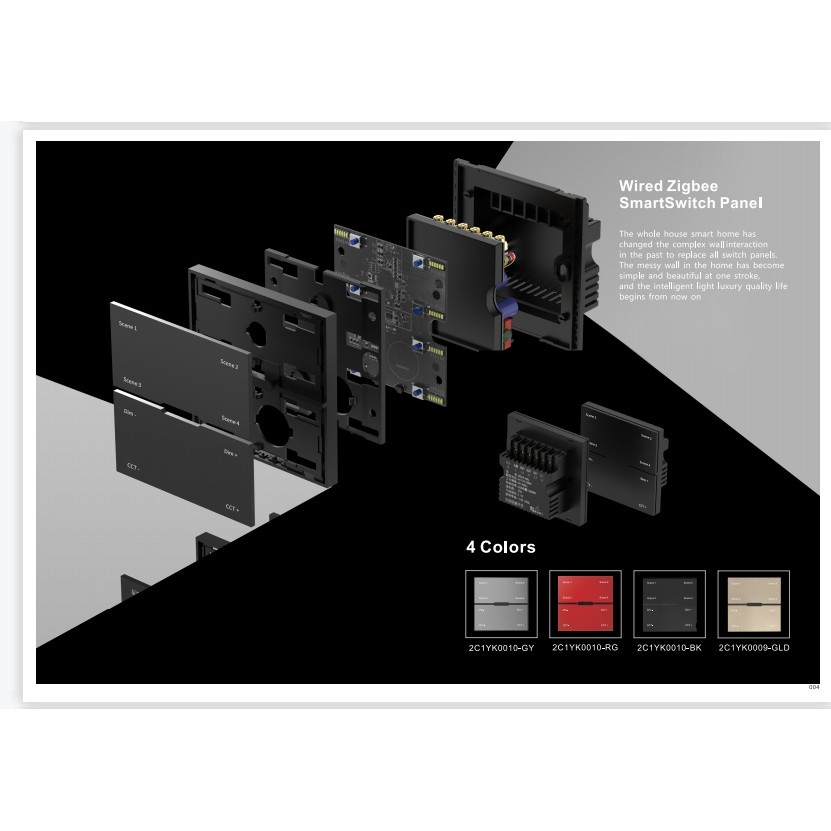 Проводная смарт панель-выключатель (Tuya Zigbee) для управления трековыми смарт светильниками iLEDEX TECHNICAL VISION48/22 INN SP 48-4 -BK