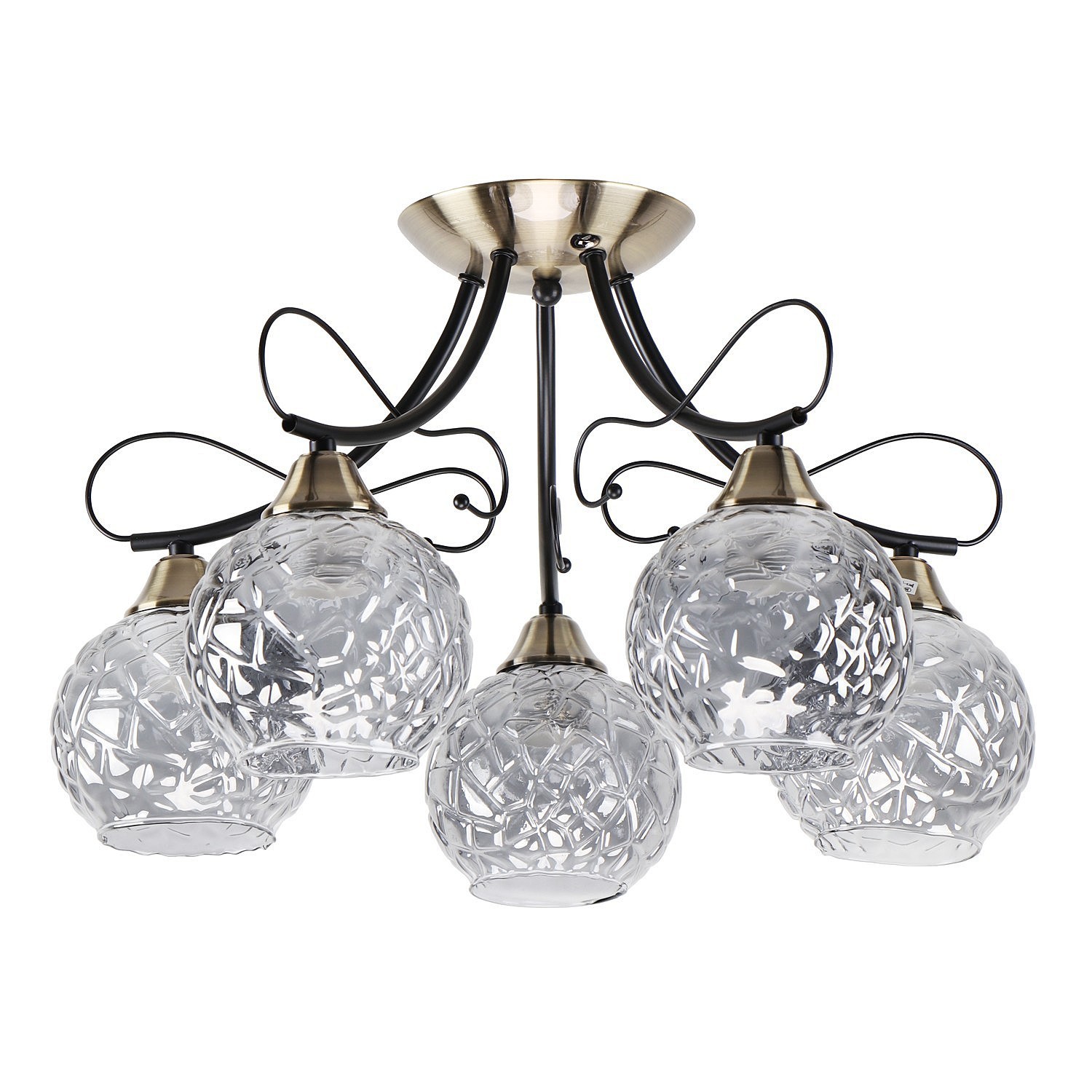 Потолочная люстра ЭкономСвет 91036 91036/5AB+BK GR