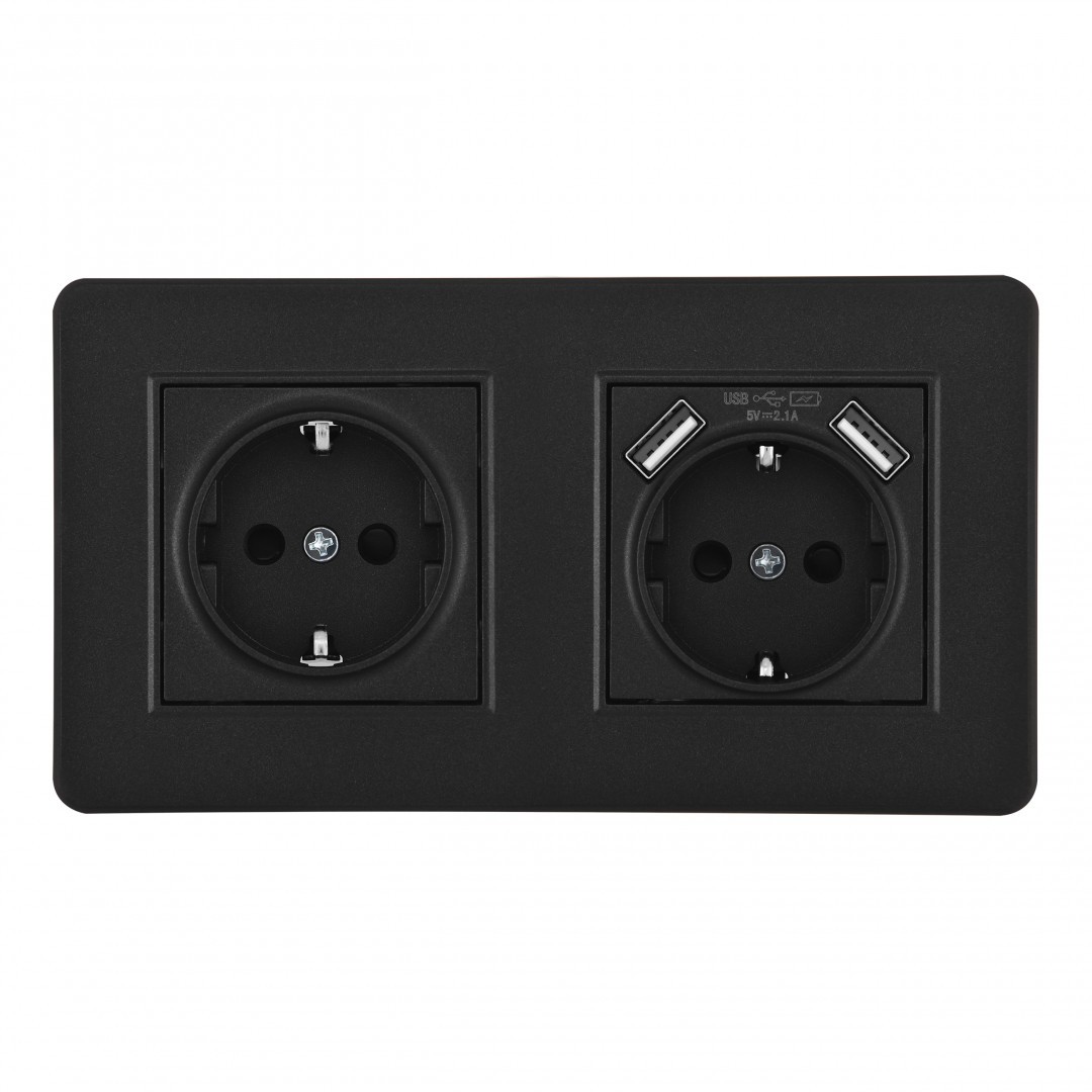 Розетка Arte Milano Set16-2 SET16-2-47-1-40-1 black