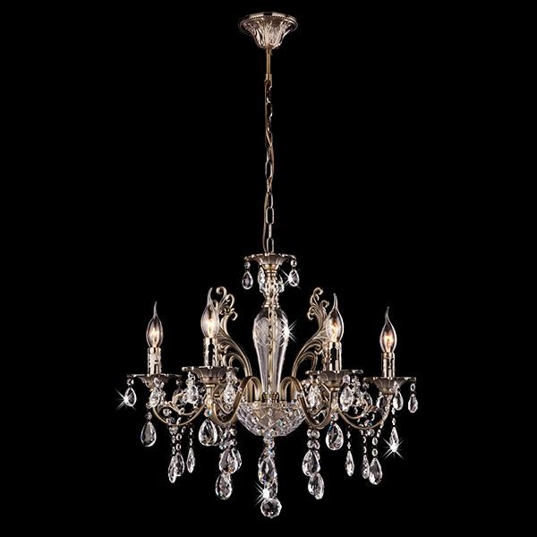 Подвесная хрустальная люстра 10004 Eurosvet 10004/6 античная бронза/прозрачный хрусталь Strotskis