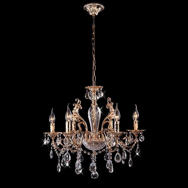 Подвесная хрустальная люстра 10004 Eurosvet 10004/6 золото/прозрачный хрусталь Strotskis