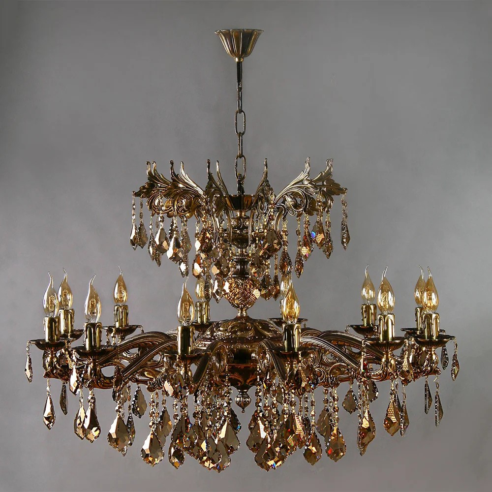 Подвесная хрустальная люстра Leon Ambiente 2128/12+12 PB Tear drop