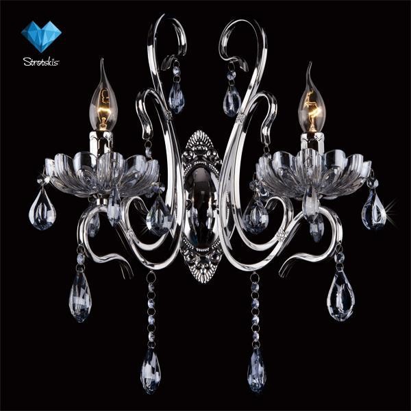 Настенное бра Eurosvet 13550 13550/2 хром/лазурный хрусталь Strotskis