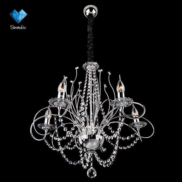 Подвесная люстра Eurosvet 10002 10002/5 хром/прозрачный хрусталь Strotskis