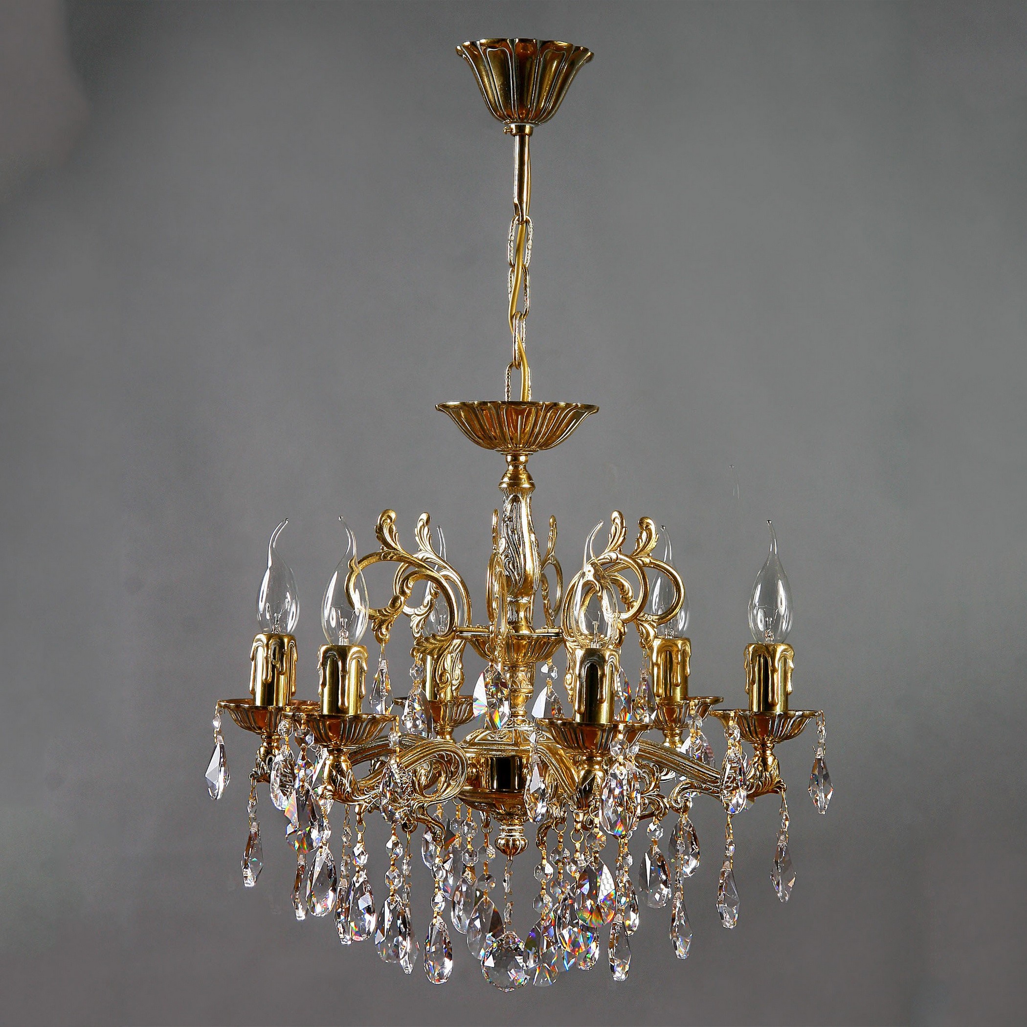 Подвесная хрустальная люстра Leon Ambiente 2128/6 WP Tear drop