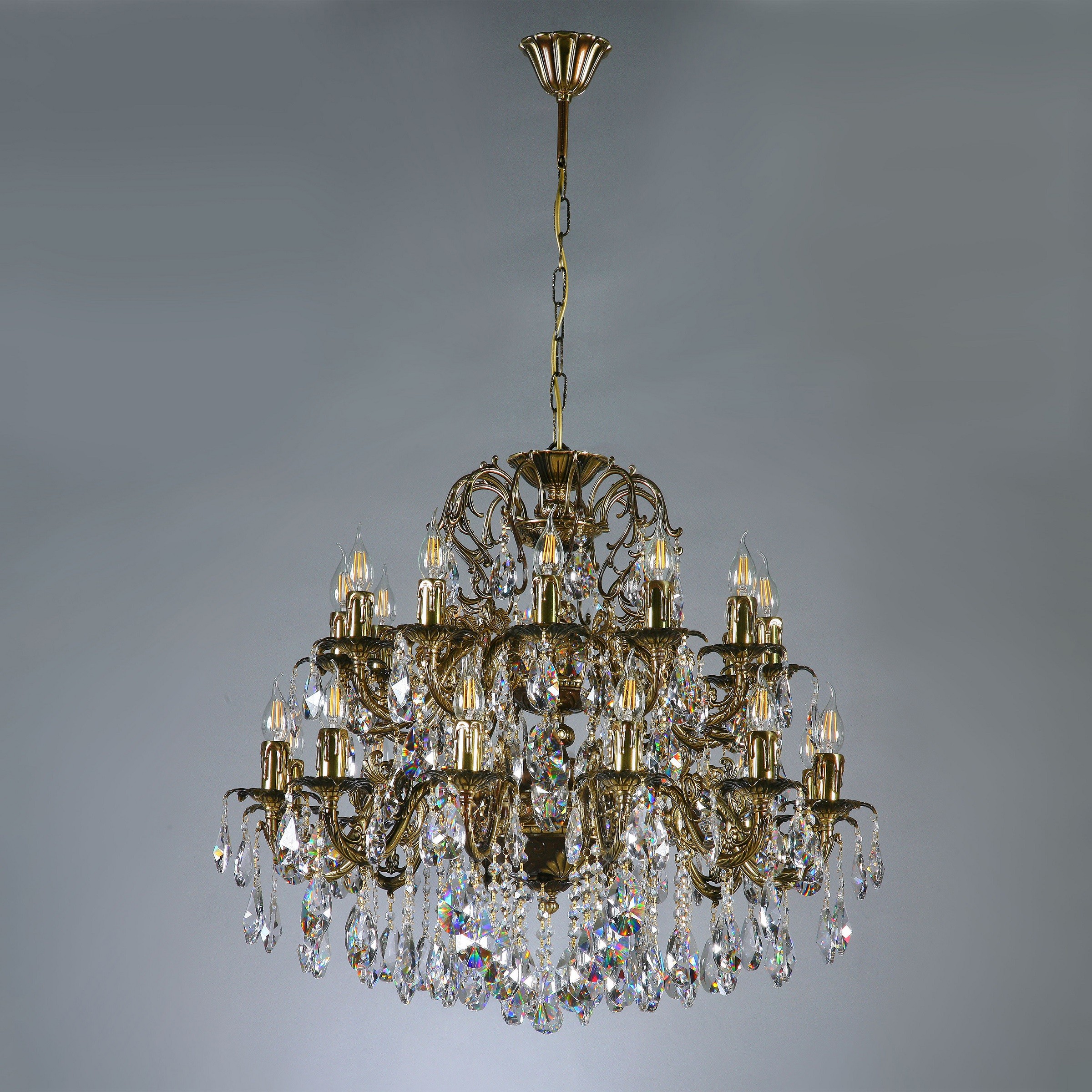 Подвесная хрустальная люстра Granada Ambiente 2118/12+12 PB Tear Drop