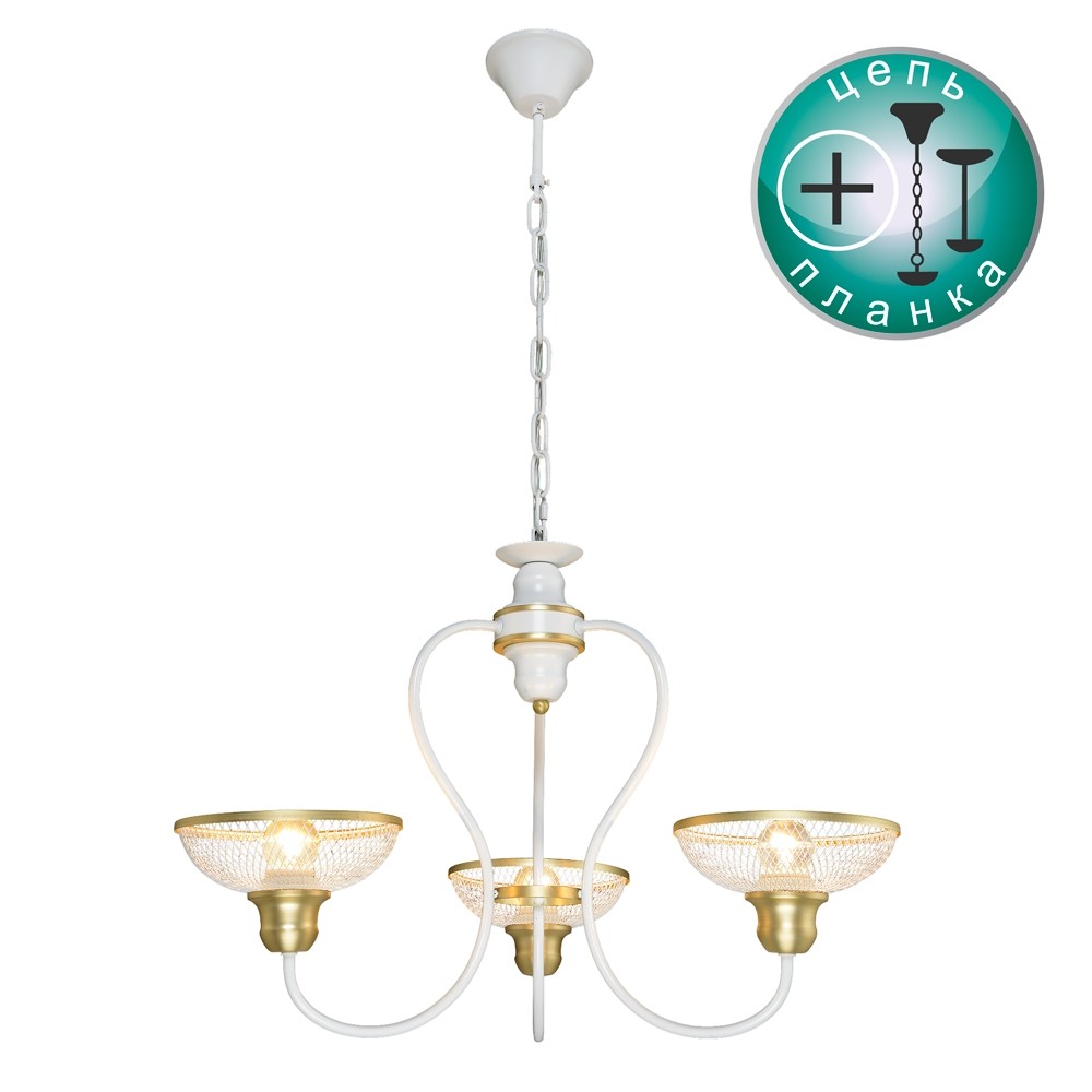 Подвесная люстра RiForma Wicker 4060 2-4060-3-WH+GL E27