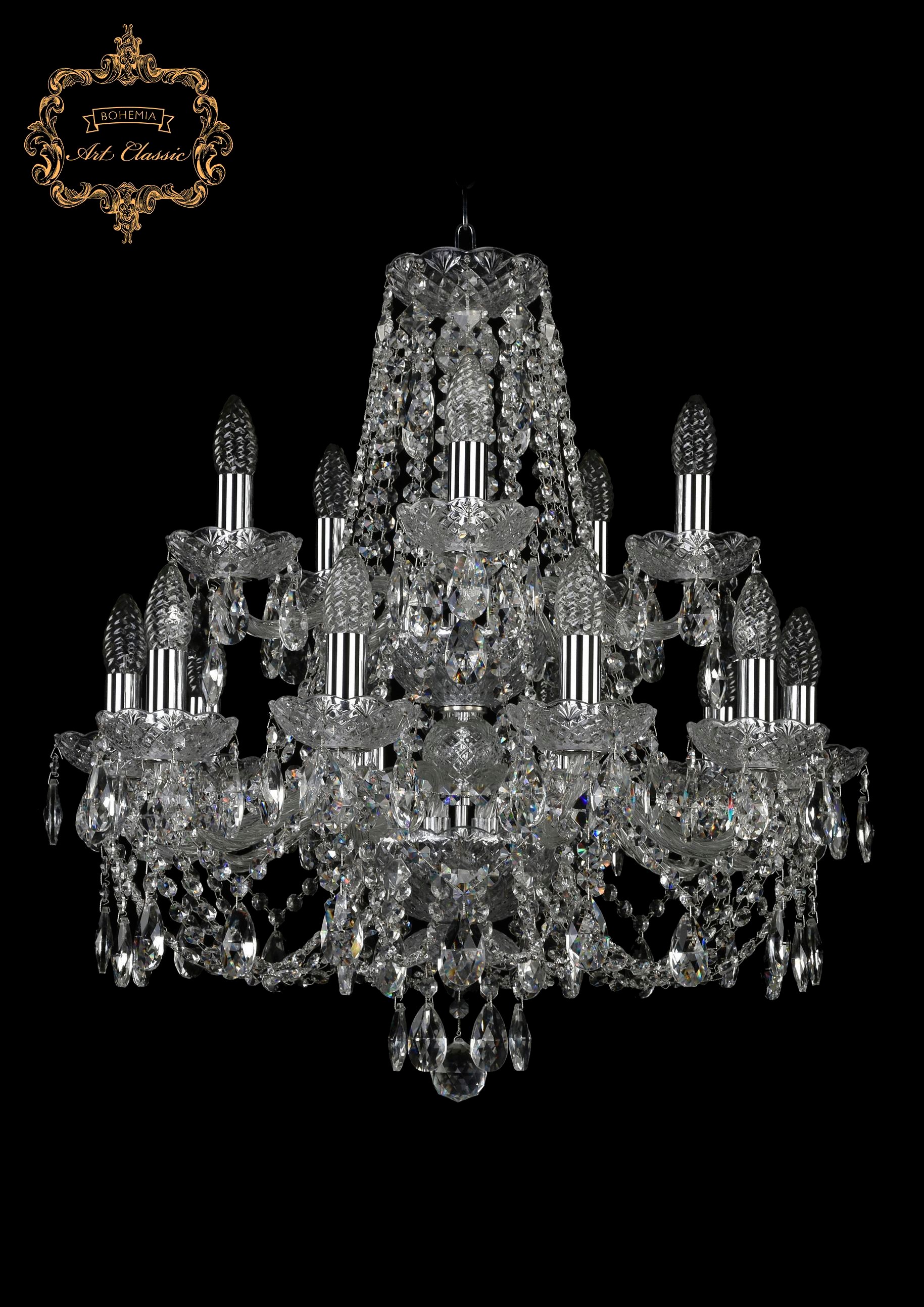 Подвесная хрустальная люстра 11.21 Art Classic 11.21.10+5.200.2d.Cr.Sp