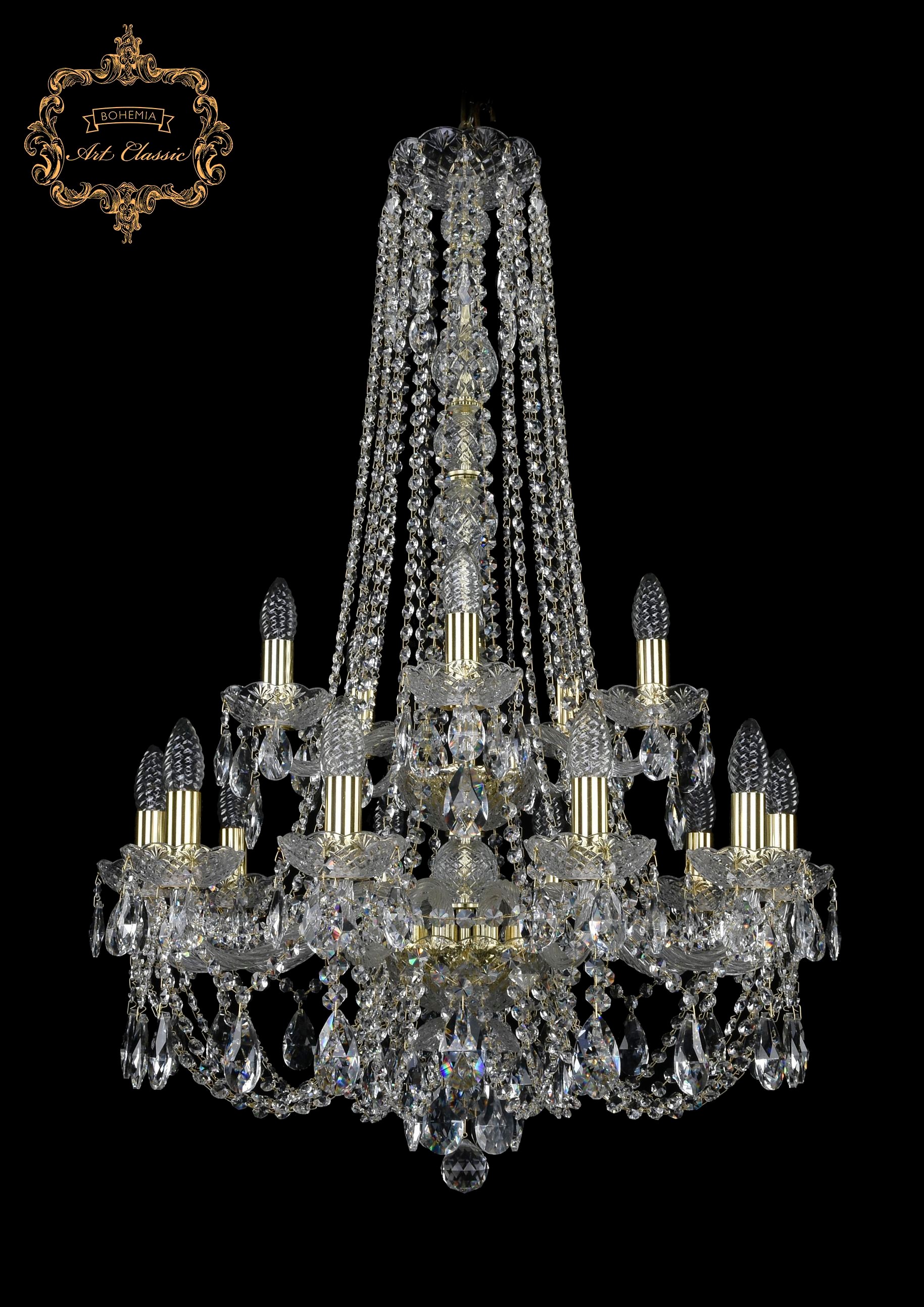 Подвесная хрустальная люстра 11.21 Art Classic 11.21.10+5.220.2d.h-95.Gd.Sp