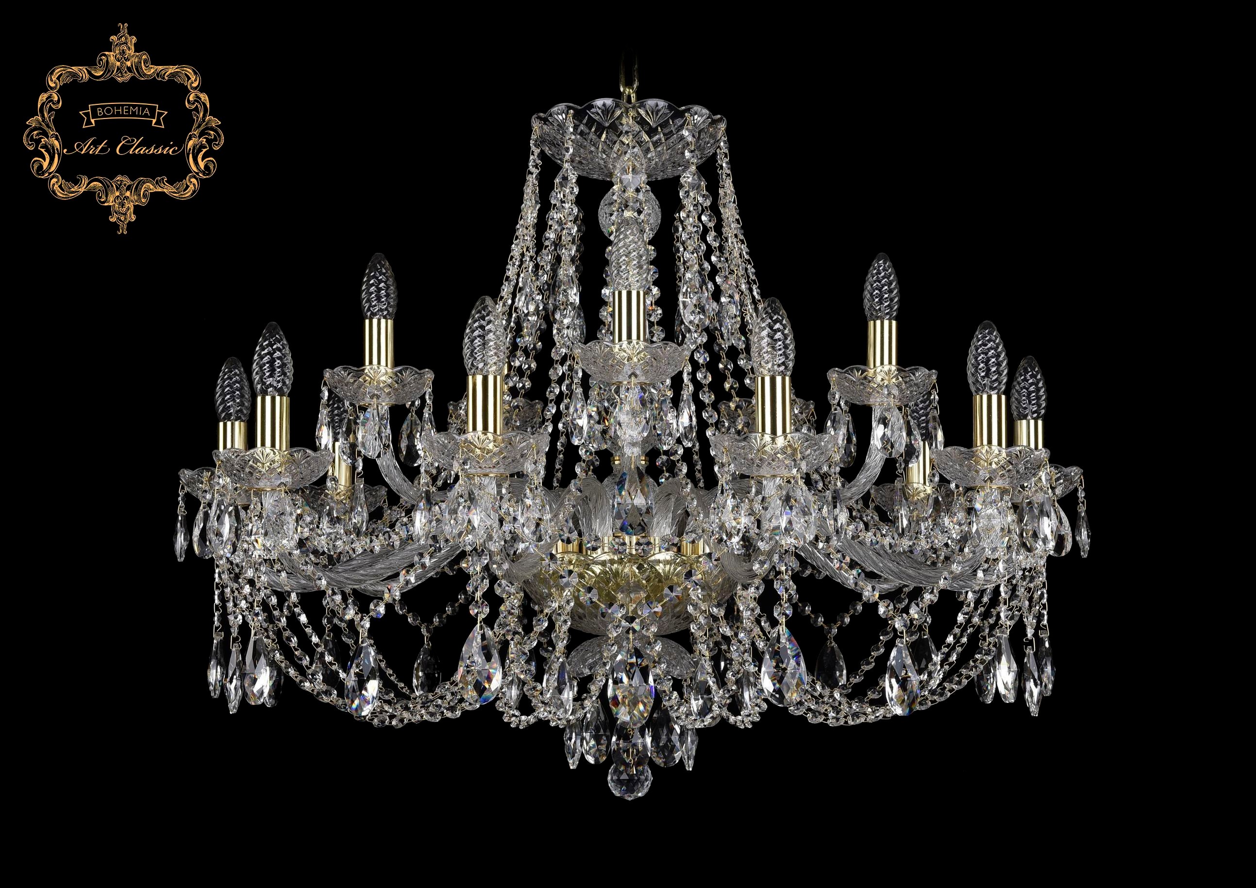 Подвесная хрустальная люстра 11.21 Art Classic 11.21.10+5.300.Gd.Sp