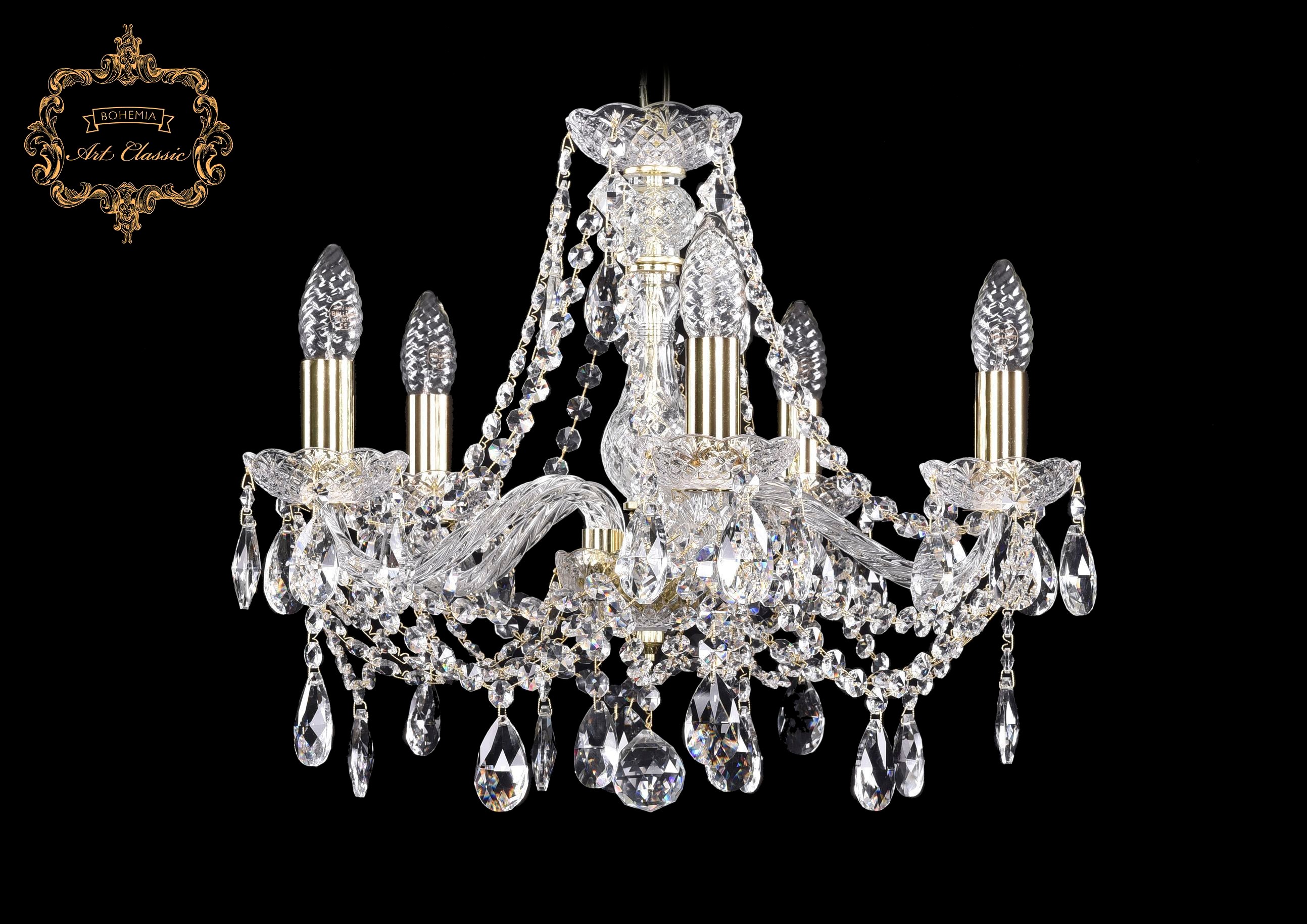 Подвесная хрустальная люстра 11.21 Art Classic 11.21.5.165.Gd.Sp