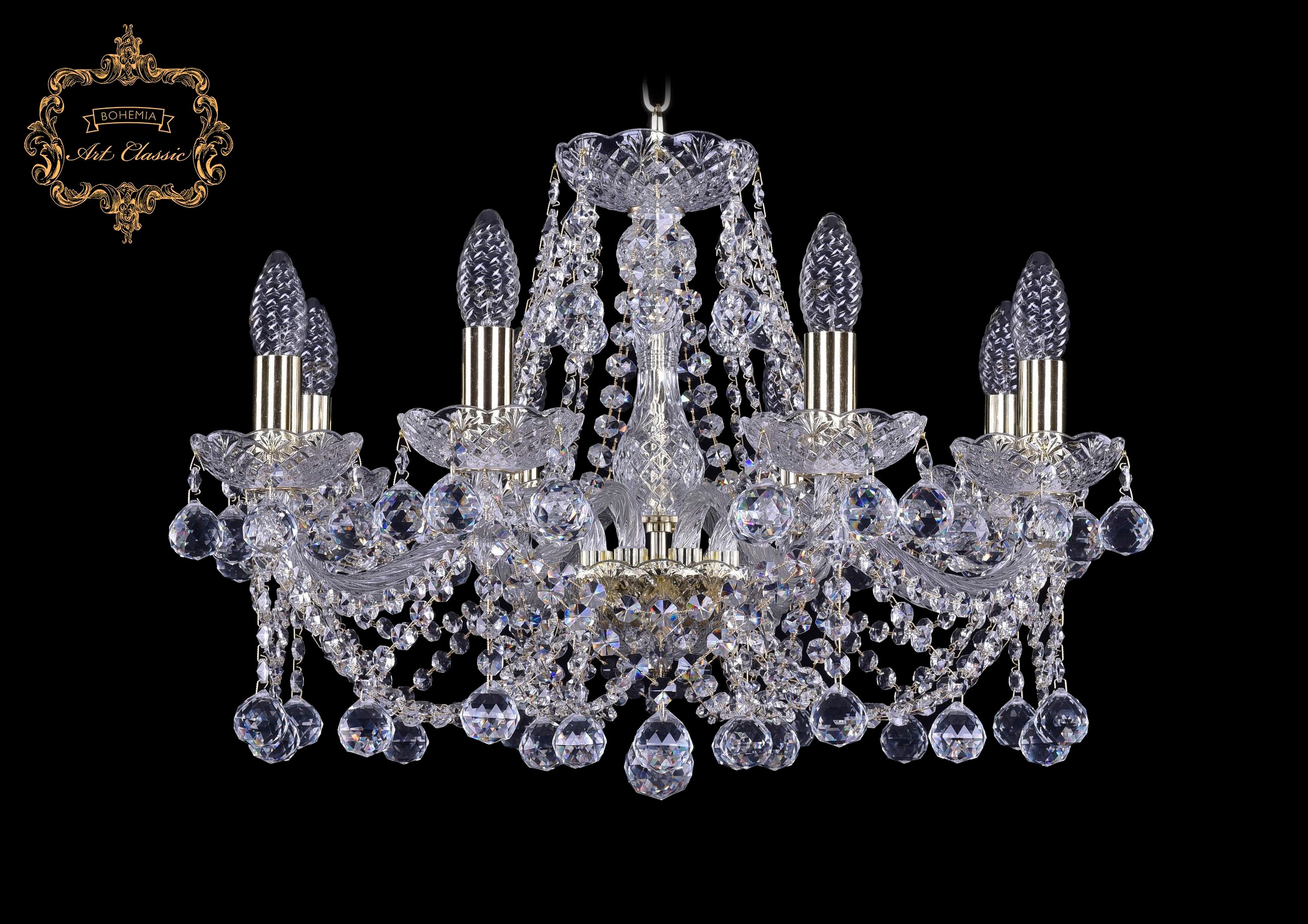 Подвесная хрустальная люстра 11.21 Art Classic 11.21.8.200.Gd.B