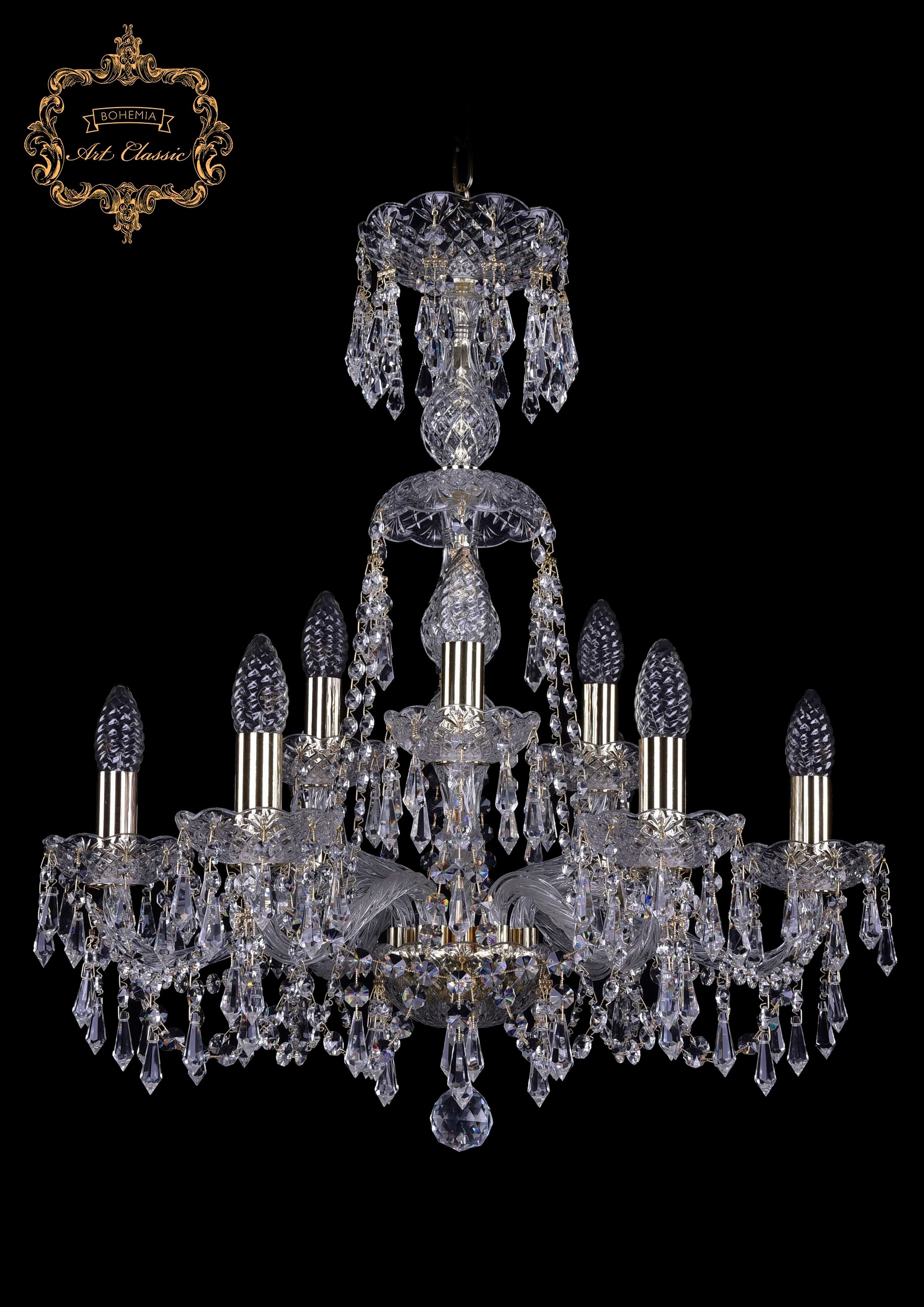 Подвесная хрустальная люстра 11.23 Art Classic 11.23.6+3.200.XL-64.Gd.Dr