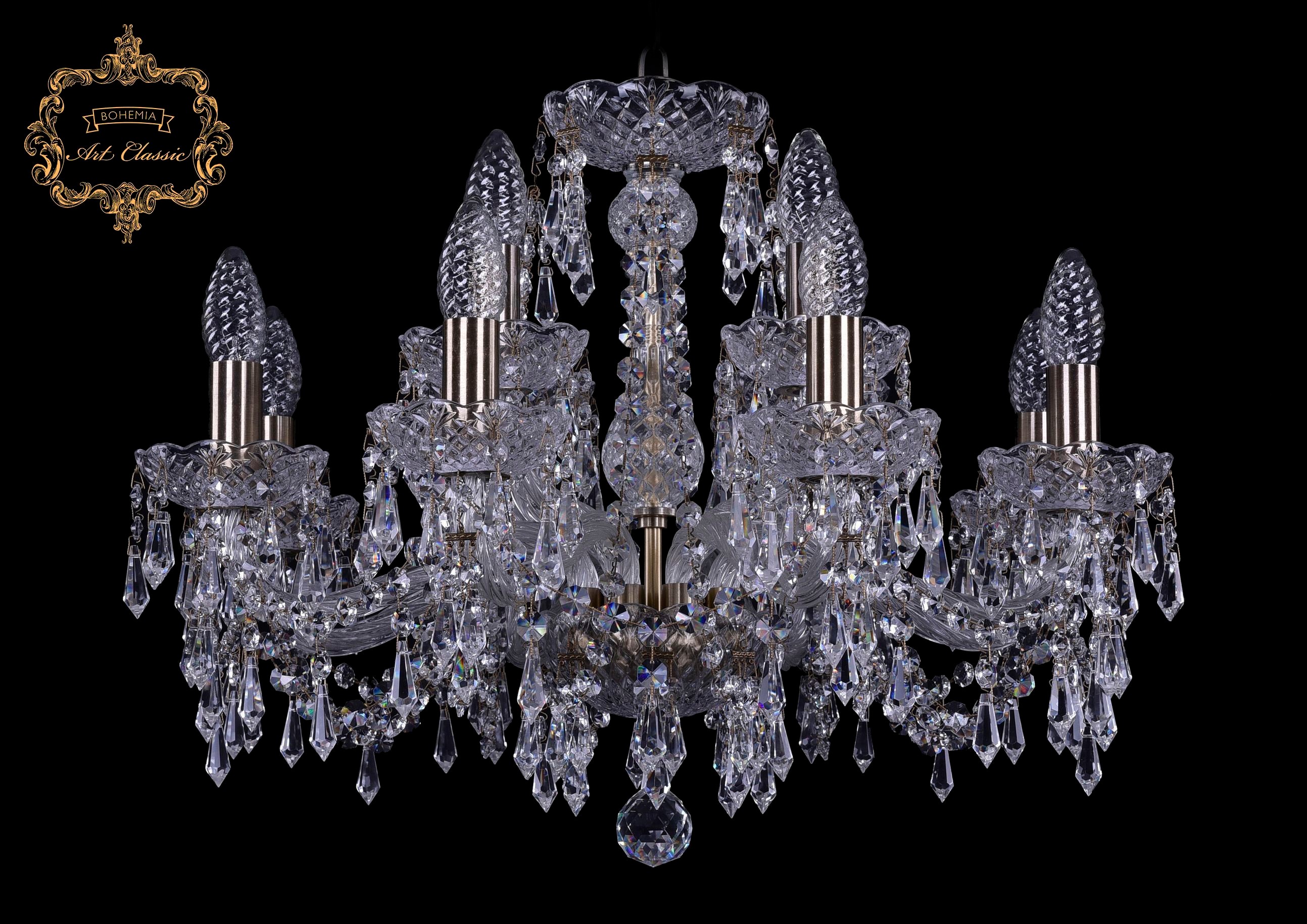 Подвесная хрустальная люстра 11.23 Art Classic 11.23.8+4.200.Br.Dr