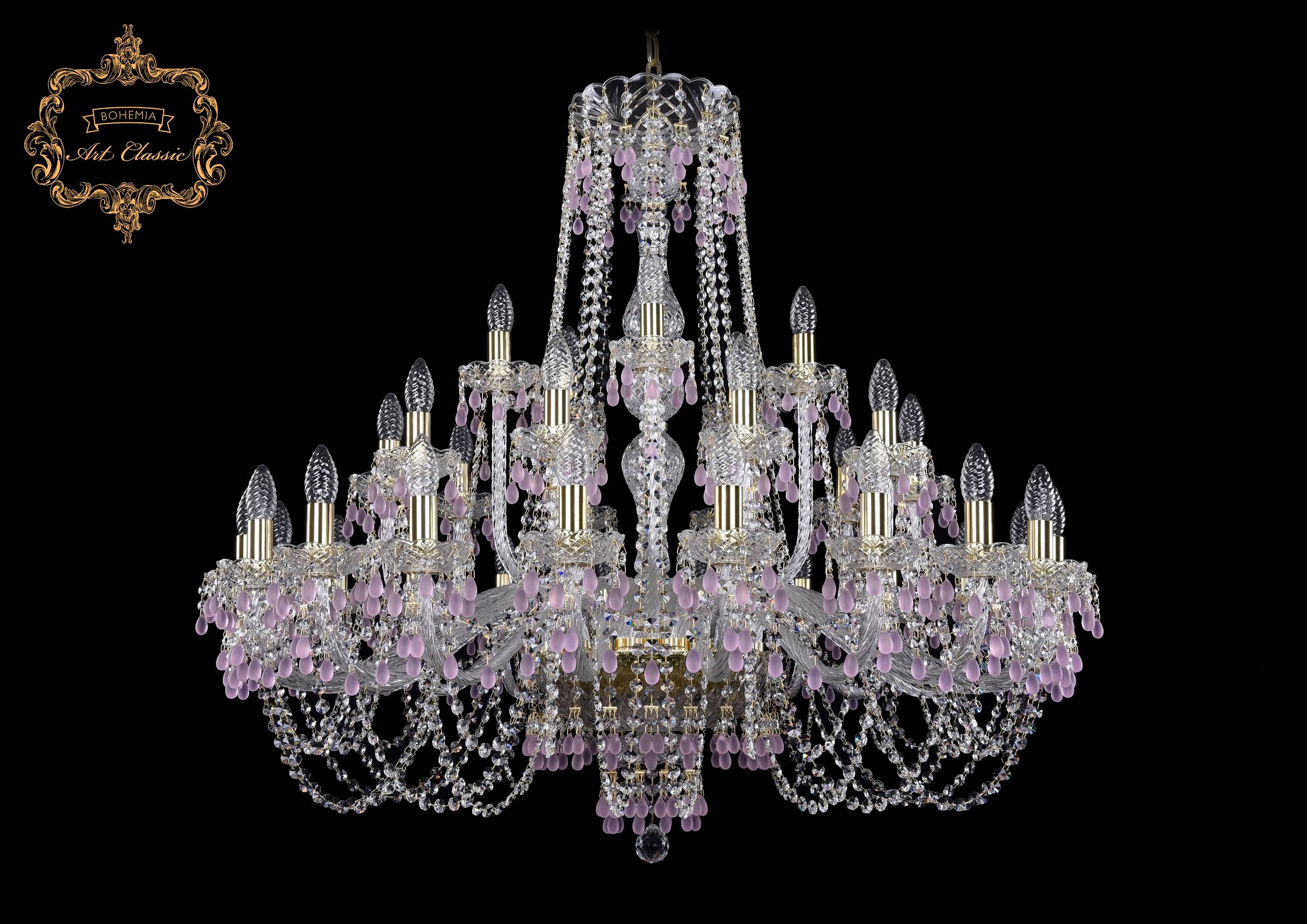 Подвесная хрустальная люстра 11.24 Art Classic 11.24.20+10+5.360.Gd.V7010