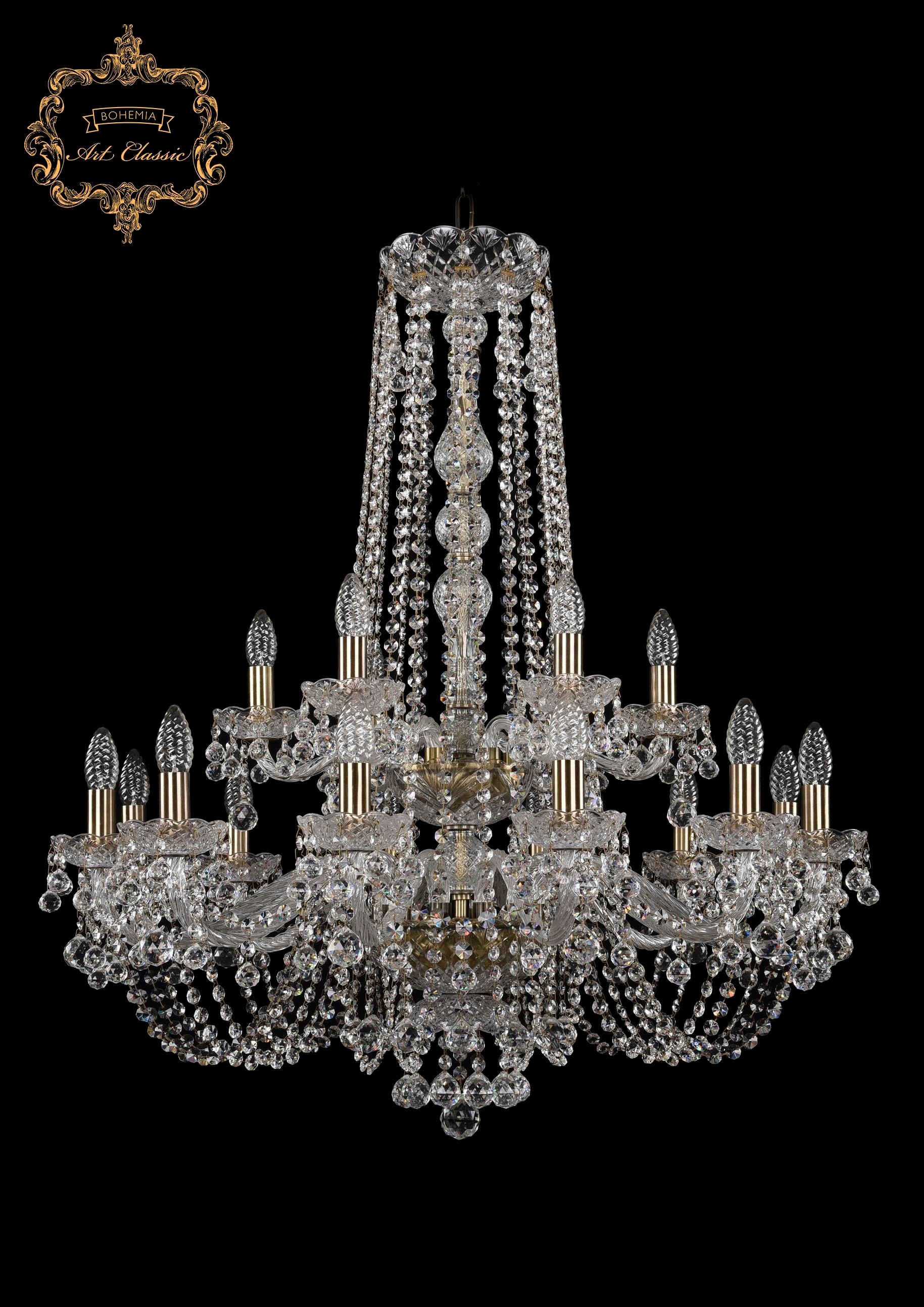 Подвесная хрустальная люстра 11.26 Art Classic 11.26.12+6.300.2d.h-95.Br.B