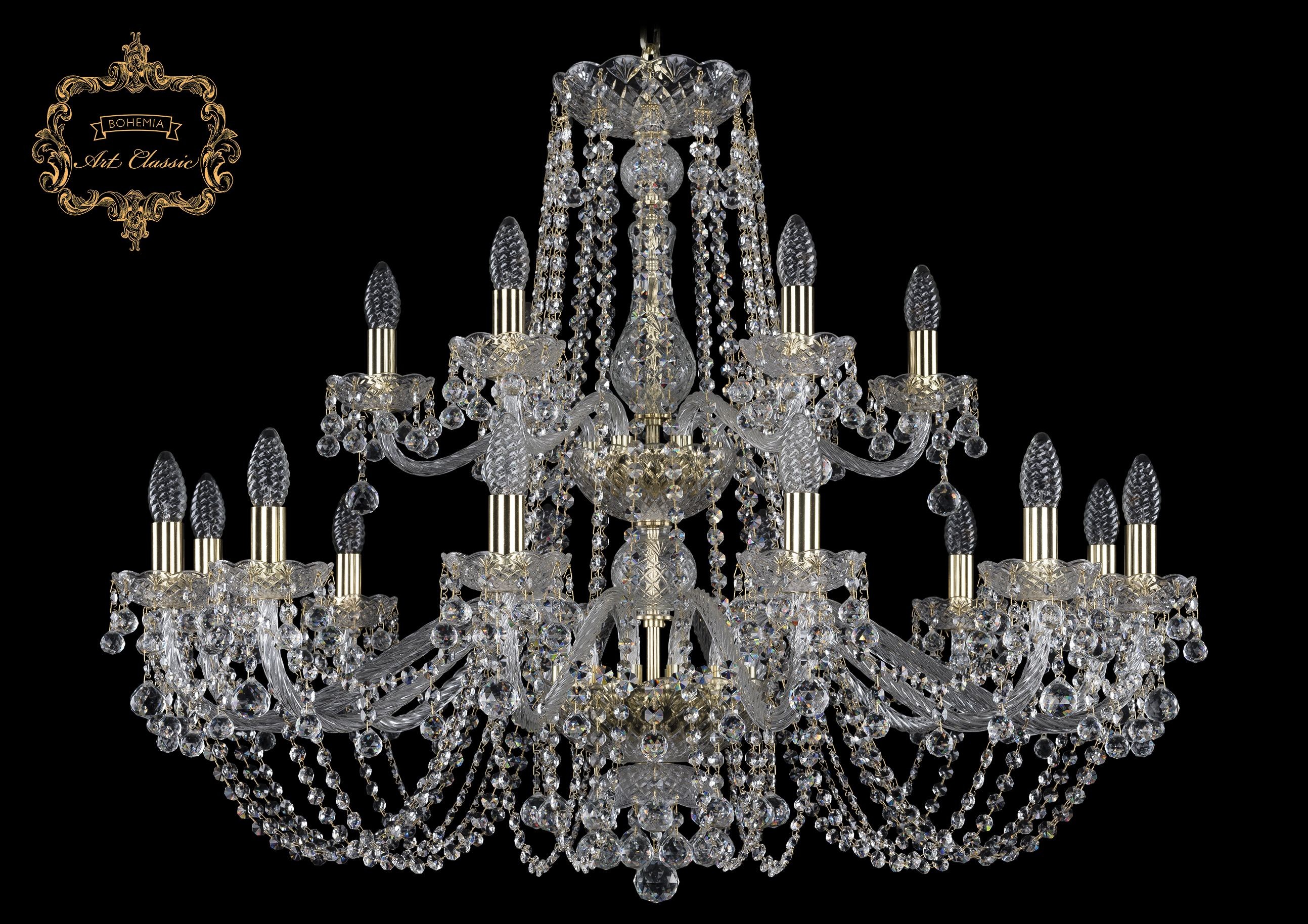 Подвесная хрустальная люстра 11.26 Art Classic 11.26.12+6.360.2d.Gd.B
